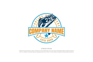 Vintage Jumping Largemouth Bass Salmon Carp Fish for Angler Fishing Sport Club Logo Design Vector