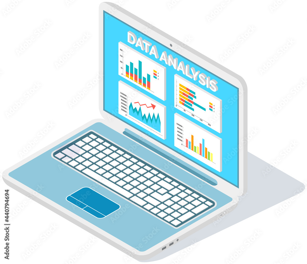 Poster visualize with business analytics. work with statistical data analysis, changing indicators. analyze