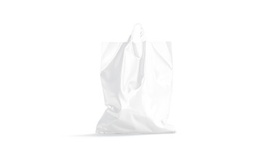Fototapeta na wymiar Blank white full loop handle plastic bag mockup, front view