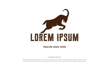 Simple Running Fast Goat Silhouette Logo Design Vector