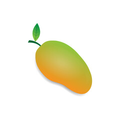 vector illustration of mango fruit design. green orange texture. white isolated. modern fruit design