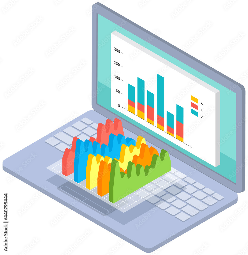 Poster visualize with business analytics. work with statistical data analysis, changing indicators. analyze