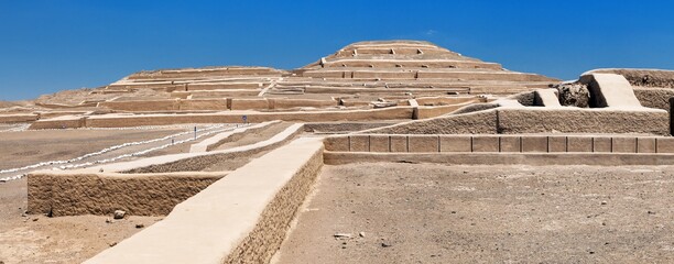 Nasca or Nazca pyramid Cahuachi ruins Peru - obrazy, fototapety, plakaty