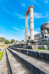 Fototapeta na wymiar The Apollo Temple view in Didim Town of Turkey
