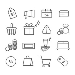 Set of online shopping icon isolated modern outline on white background