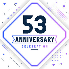 53 years anniversary greetings card, 53 anniversary celebration background free vector.
