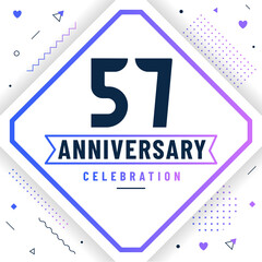 57 years anniversary greetings card, 57 anniversary celebration background free vector.