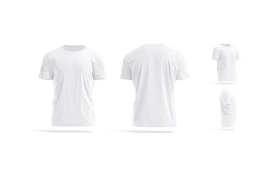 Blank white wrinkled t-shirt mock up, different views - obrazy, fototapety, plakaty