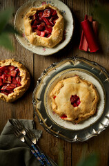Rhubarb pie gallete tip view. Homemade dessert
