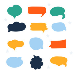 Set of colorful forms for speech bubbles. Perfect for the design of mugs, gifts, textiles, cards, banners, posters, web and more