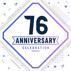 76 years anniversary greetings card, 76 anniversary celebration background free vector.