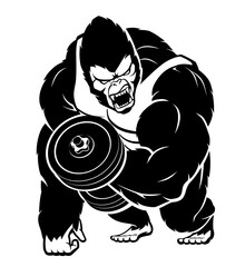 Gorilla Work Out, Gym Illustration