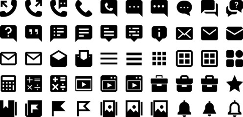 Icon pack of mail, chat and services