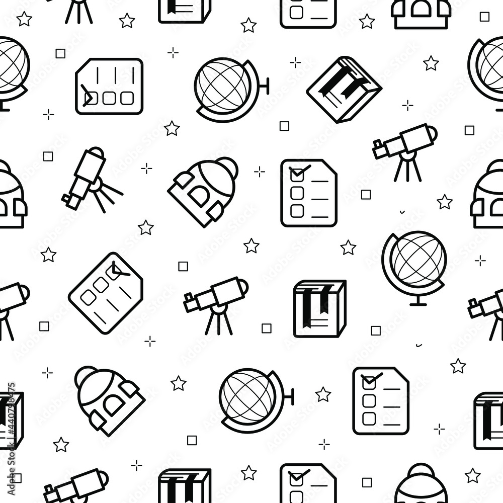 Poster seamless pattern elements hand drawn collection college school study vector design style background 