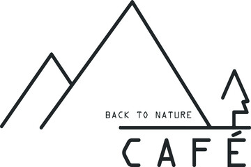 flat style mountain and tree logo