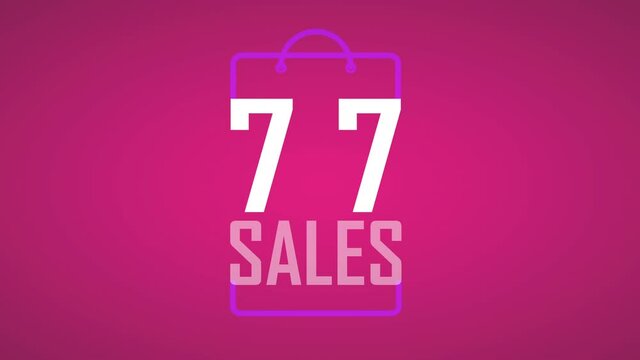 An animation of 7.7 Sales with glowing shopping bag line.