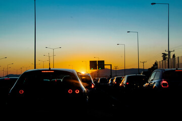 Crowded Highway Traffic, Athens, Greece