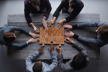 Business teamwork with puzzle