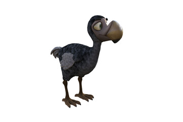 Funny cartoon character vulture baby isolated on a white background. 3d figure, clip art as a template for collage. 3d rendering, 3d illustration. © W.S. Coda