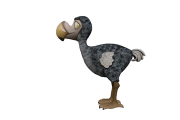 Funny cartoon character vulture baby isolated on a white background. 3d figure, clip art as a template for collage. 3d rendering, 3d illustration.