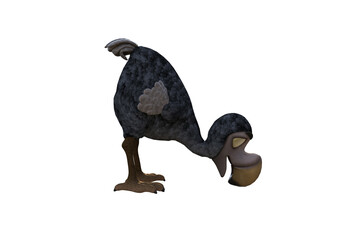 Funny cartoon character vulture baby isolated on a white background. 3d figure, clip art as a template for collage. 3d rendering, 3d illustration. © W.S. Coda