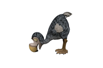 Funny cartoon character vulture baby isolated on a white background. 3d figure, clip art as a template for collage. 3d rendering, 3d illustration. © W.S. Coda