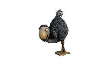 Funny cartoon character vulture baby isolated on a white background. 3d figure, clip art as a template for collage. 3d rendering, 3d illustration. © W.S. Coda