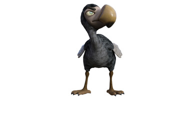 Funny cartoon character vulture baby isolated on a white background. 3d figure, clip art as a template for collage. 3d rendering, 3d illustration. © W.S. Coda