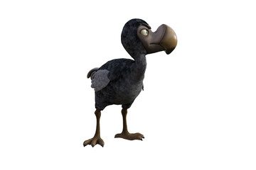 Funny cartoon character vulture baby isolated on a white background. 3d figure, clip art as a template for collage. 3d rendering, 3d illustration. © W.S. Coda