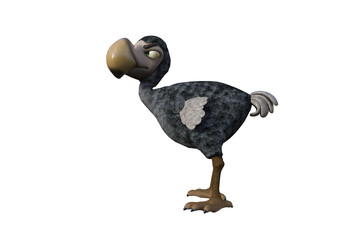 Funny cartoon character vulture baby isolated on a white background. 3d figure, clip art as a template for collage. 3d rendering, 3d illustration. © W.S. Coda