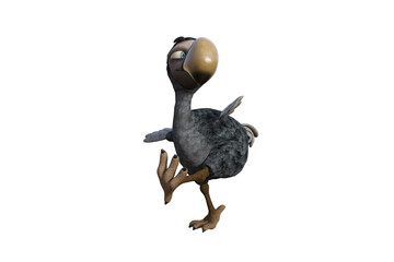 Funny cartoon character vulture baby isolated on a white background. 3d figure, clip art as a template for collage. 3d rendering, 3d illustration. © W.S. Coda