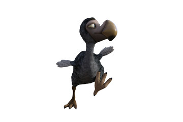 Funny cartoon character vulture baby isolated on a white background. 3d figure, clip art as a template for collage. 3d rendering, 3d illustration. © W.S. Coda