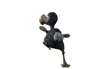 Funny cartoon character vulture baby isolated on a white background. 3d figure, clip art as a template for collage. 3d rendering, 3d illustration. © W.S. Coda