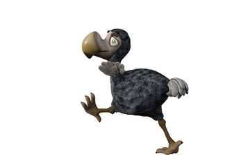 Funny cartoon character vulture baby isolated on a white background. 3d figure, clip art as a template for collage. 3d rendering, 3d illustration. © W.S. Coda
