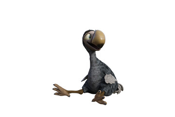Funny cartoon character vulture baby isolated on a white background. 3d figure, clip art as a template for collage. 3d rendering, 3d illustration. © W.S. Coda