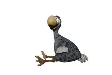 Funny cartoon character vulture baby isolated on a white background. 3d figure, clip art as a template for collage. 3d rendering, 3d illustration. © W.S. Coda