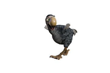 Funny cartoon character vulture baby isolated on a white background. 3d figure, clip art as a template for collage. 3d rendering, 3d illustration. © W.S. Coda