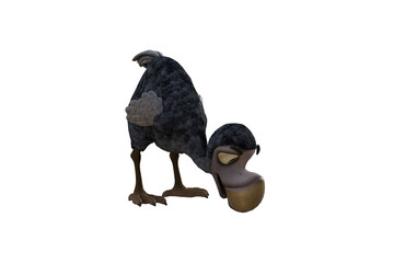 Funny cartoon character vulture baby isolated on a white background. 3d figure, clip art as a template for collage. 3d rendering, 3d illustration. © W.S. Coda