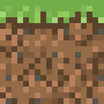 Pixel minecraft style land background. Concept of game ground pixelated  horizontal seamless background. Vector illustration Stock Vector | Adobe  Stock