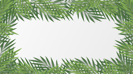 Palm leaves frame with copy space for text ,isolated on white background, Vector illustration EPS 10