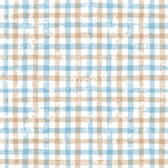 Blue Gingham seamless pattern. watercolor stripes, tartan texture for spring picnic table cloth, shirts, plaid, clothes, dresses, blankets, paper. vector checkered summer paint brush strokes