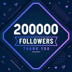 Thank you 200000 followers, 200K followers celebration modern colorful design.
