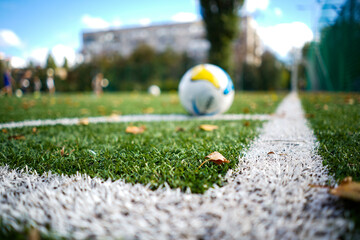 football training field with ball