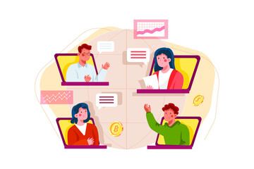 Blockchain Supply Chain Illustration concept. Flat illustration isolated on white background.