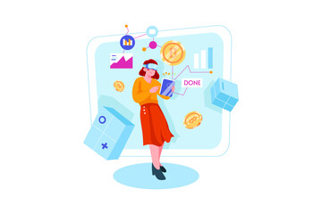 AR Blockchain Platform Illustration concept. Flat illustration isolated on white background.