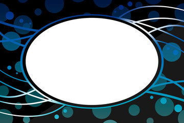 高級感のある水玉模様フレーム　楕円形　ブラック＆ブルーライン