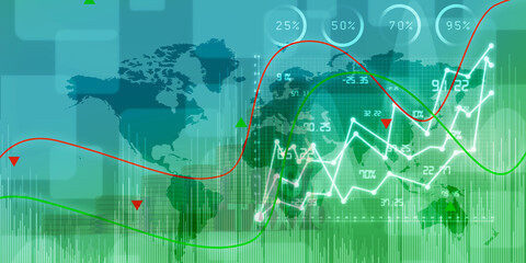 2d rendering Stock market online business concept. business Graph 