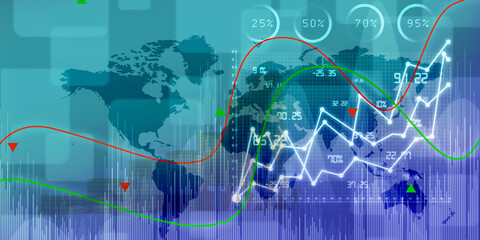 2d rendering Stock market online business concept. business Graph 