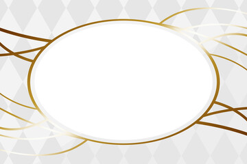 高級感のあるダイヤ柄フレーム　楕円形　ホワイト＆ゴールドライン