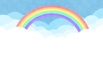 雲の背景　長方形　虹　水彩風